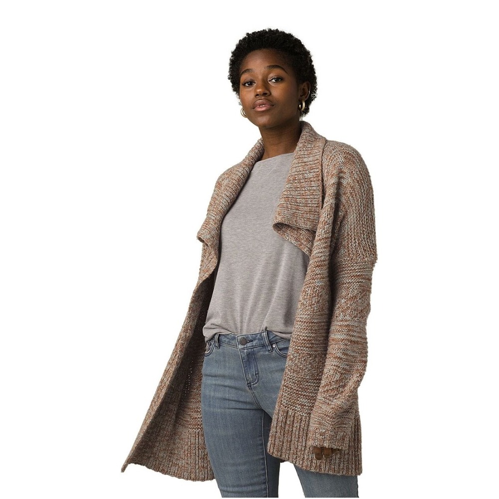 prAna Sukie Wool Alpaca Sweater XL Open Front Shawl Cardigan Duster Chunky Knit
